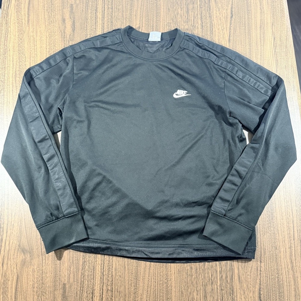Vintage 90s Nike Silver Tag Men's Long Sleeve Mesh Black Pullover Shirt Large